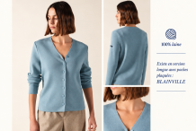 BREVANDS Gilet court encolure  V 100% Laine|  Saint James