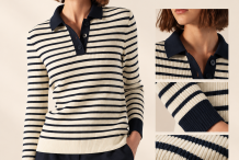 FIQUEFLEUR Pull marinière en laine col polo |Saint James