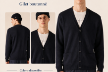 GUINGAMP II Cardigan boutonné Guingamp en laine mérinos extrafine |Saint James