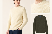 LUZ Pull homme en maille structurées uni |Saint James