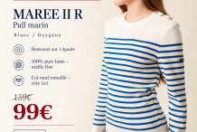 Saint James – MARÉE II RAYÉ pull marin femme Blanc / Oxygène |Fin de série