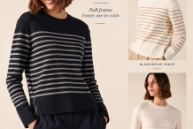 AULON Pull femme rayures placées et fentes sur côtés |Saint James