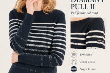 DIAMANT PULL II Pull avec effet rayure dégradée TAILLE 48 |Solde Saint James