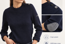 LA MATELOTE LSF Pull Marin Femme en laine| SAINT JAMES X Le Slip Français