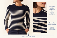 MAREE II Rayé pull Marin rayé femme |Saint James