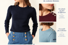 MARÉE II Uni pull Marin femme | Saint James