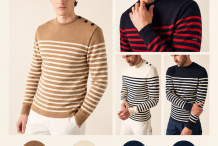 ROCHEFORT 1 RAYÉ Pull marin en laine Mérinos|Saint James