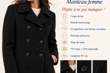 STE SOLÈNE Manteau DOUBLE BOUTONNAGE NOIR en taille  44 | St James
