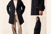 STE LAURA Manteau long en drap de laine martingale au dos |Saint James