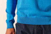 TREVISE Pull Col V  en coton coupe confort et toile sur les épaules|Saint James