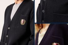 YACHTING REEDIT Cardigan en laine  à blason brodé poitrine|Saint James