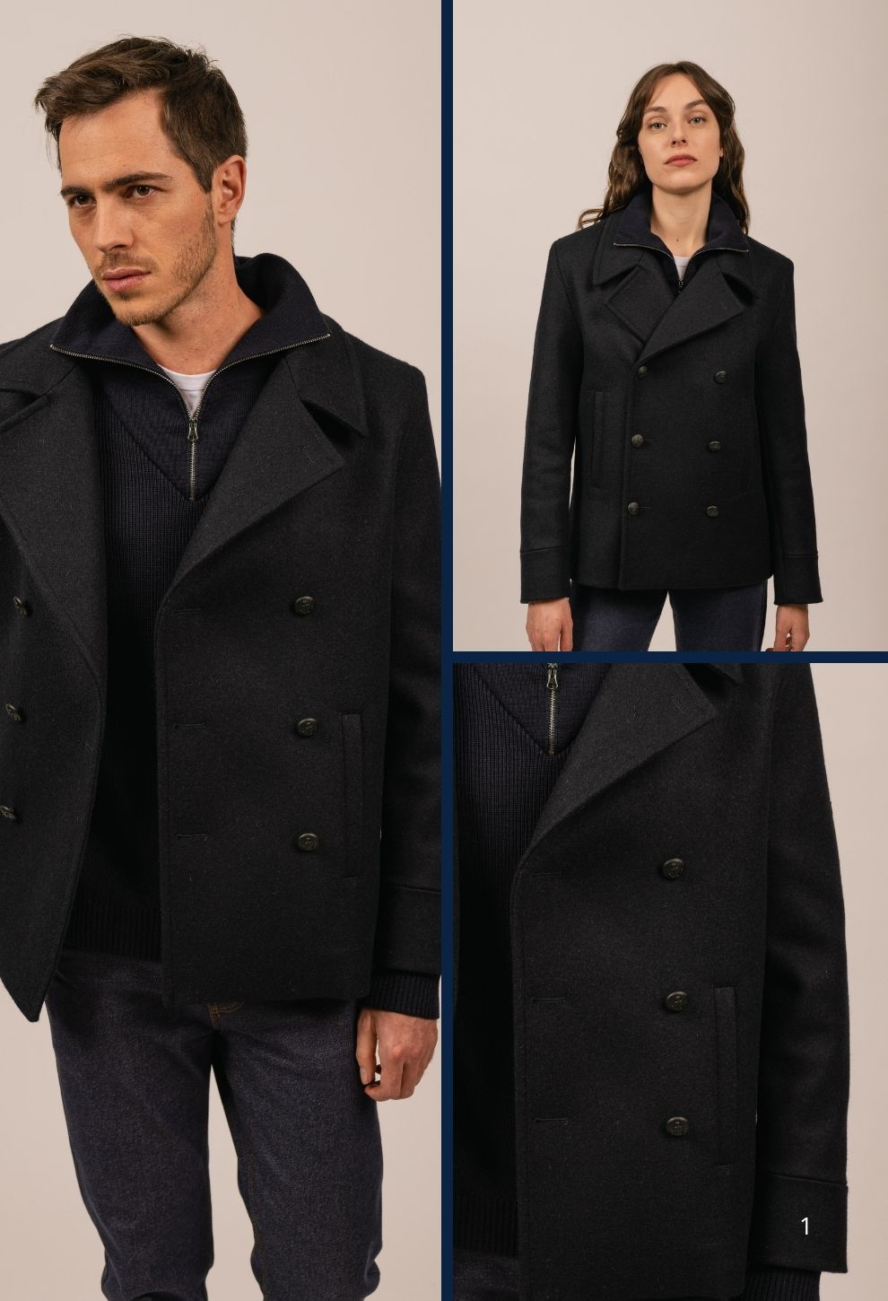 Caban en drap de laine Bleu Comme Toi SAINT JAMES DAHO |Boutique