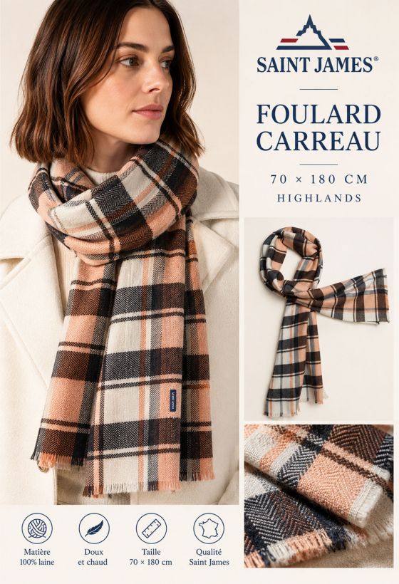 FOULARD CARREAU – Foulard à carreaux 70 × 180 cm | Saint James