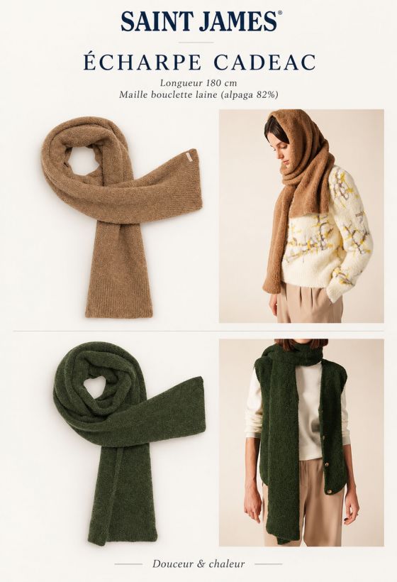 CADÉAC – Écharpe femme en alpaga maille bouclette | Saint James