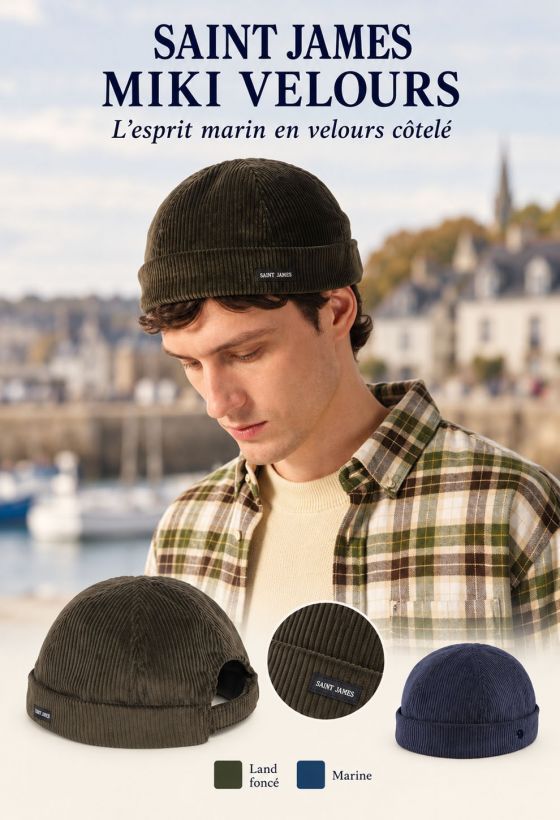 MIKI VELOURS – Bonnet marin en velours 100% coton | Saint James