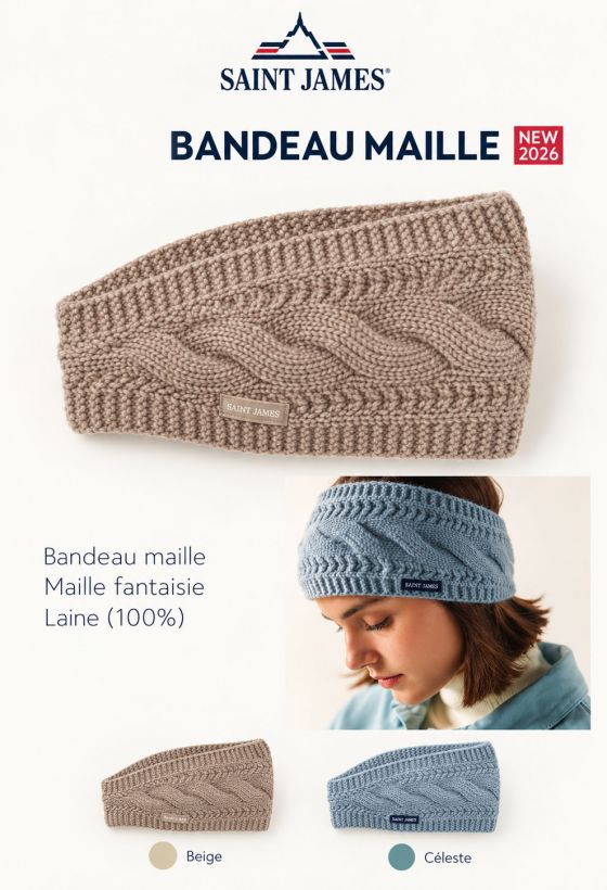 BANDEAU MAILLE – Bandeau en maille fantaisie 100% laine | Saint James