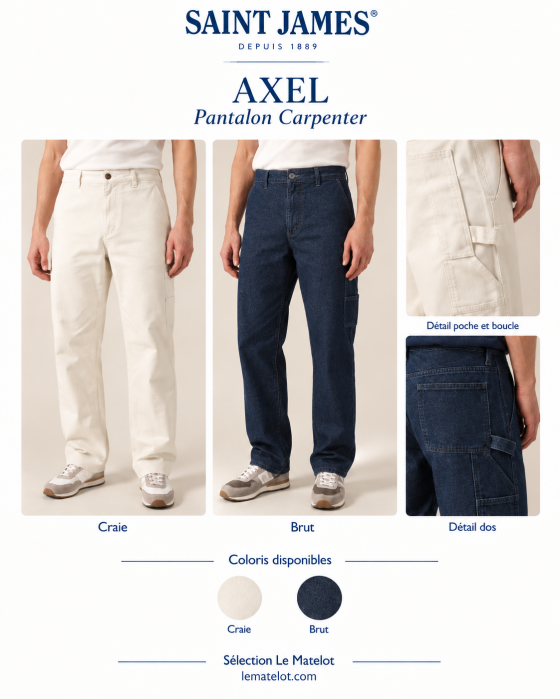 Saint James – Pantalon homme AXEL Carpenter en denim