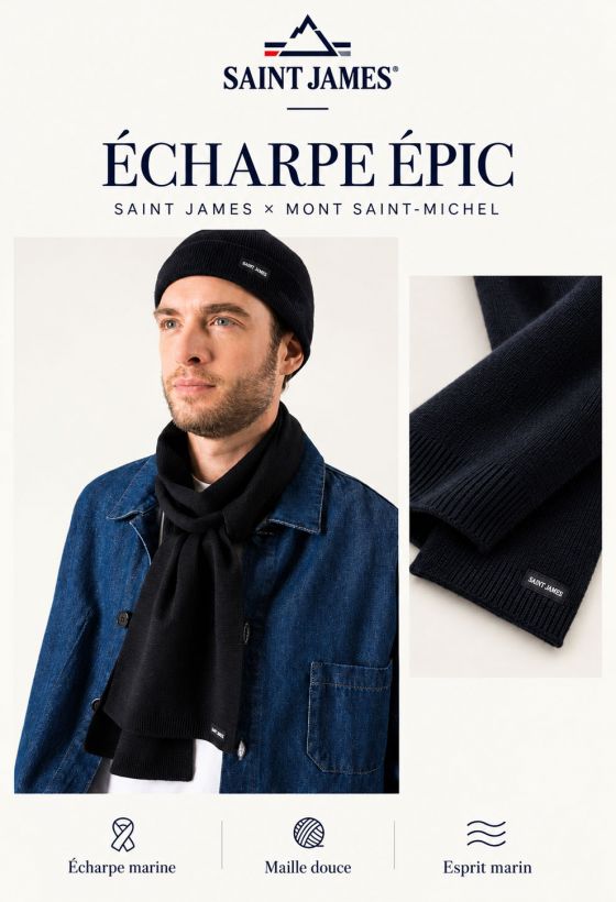 ÉPIC – Écharpe Saint James × Mont Saint-Michel | Navy