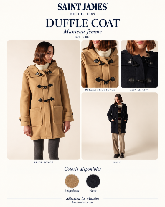 Saint James – DUFFLE COAT femme en drap de laine