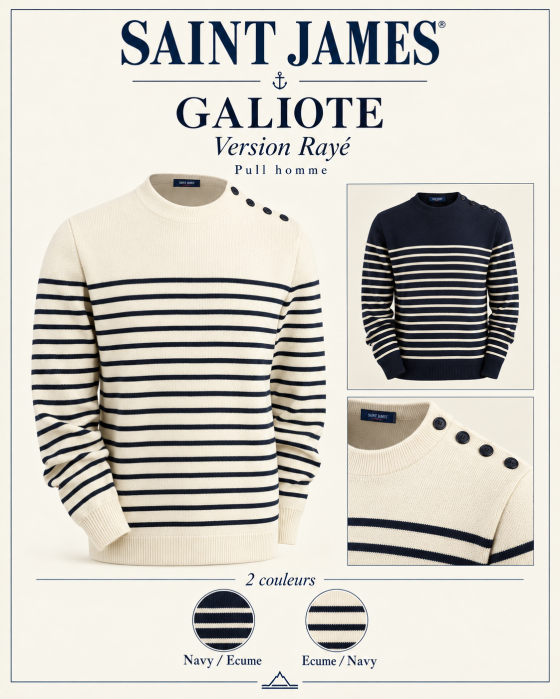 GALIOTE Version Rayé Pull homme |Saint James