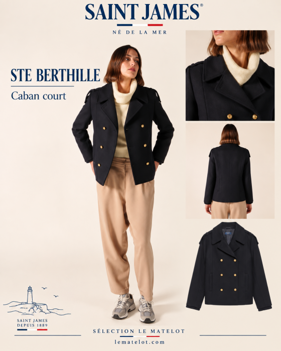 Saint James – Caban court femme STE BERTHILLE en drap de laine
