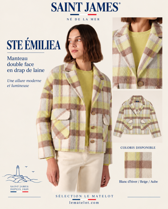 Saint James – STE ÉMILIA veste femme double face en drap de laine